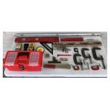 Collection of Measuring Devices, C-clamps, Roof Shingle Stapler & Cooper Pipe Flare Tool Collection of Measuring Devices, C-clamps, Roof Shingle Stapler & Cooper Pipe Flare Tool