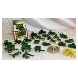 Large Collection of John Deere 1/64 Miniature Tractors and Implements