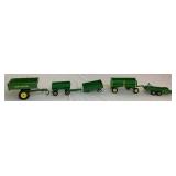 Large Collection of John Deere 1/64 Miniature Tractors and Implements