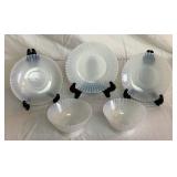 Collection of MacBeth Evans Glass Mopax Petalware Milk Glass Pieces - 5 Pieces Collection of MacBeth Evans Glass Mopax Petalware Milk Glass Pieces - 5 Pieces