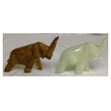 Collection of Wood, Oyster Shell, and Stone Handcarved Elephants- 18 Pieces Total Collection of Wood, Oyster Shell, and Stone Handcarved Elephants- 18 Pieces Total