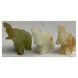 Collection of Wood, Oyster Shell, and Stone Handcarved Elephants- 18 Pieces Total Collection of Wood, Oyster Shell, and Stone Handcarved Elephants- 18 Pieces Total