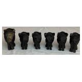 Collection of Wood, Oyster Shell, and Stone Handcarved Elephants- 18 Pieces Total Collection of Wood, Oyster Shell, and Stone Handcarved Elephants- 18 Pieces Total