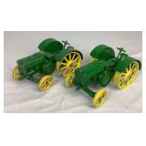 Pair of Vintage John Deere 1/16 Scale Diecast 1939 Model D Steel Wheel Tractors