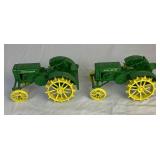 Pair of John Deere Die Cast Metal Ertl Model C Tractors from 1993 Two Cylinder Center Grand Opening Made in USA