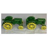 Pair of John Deere Die Cast Metal Ertl Model C Tractors from 1993 Two Cylinder Center Grand Opening Made in USA