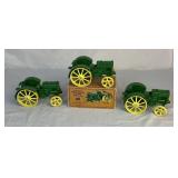 Bundle of 3 Vintage Ertl John Deere Die Cast 1923 Steel Wheel Tractors - One with Box