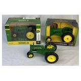 Trio of Die Cast John Deere Tractors - Model A, Model B and Model A Unstyled with Narrow Front