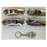 Collection of 6 John Wayne Commemerative Knife Sets and 1 Cowboy Knife Collection of 6 John Wayne Commemerative Knife Sets and 1 Cowboy Knife