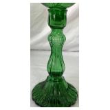 Pair of Vintage Empoli Emeral Green Glass Candle Holders- 17.25"