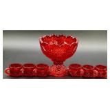 UV Reactive Vintage Westmoreland Childrens Punchbowl and 6 Glasses (1.25"H) - Scarlet Red UV Reactive Vintage Westmoreland Childrens Punchbowl and 6 Glasses (1.25"H) - Scarlet Red