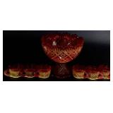 UV Reactive Vintage Westmoreland Childrens Punchbowl and 6 Glasses (1.25"H) - Scarlet Red UV Reactive Vintage Westmoreland Childrens Punchbowl and 6 Glasses (1.25"H) - Scarlet Red