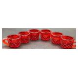 UV Reactive Vintage Westmoreland Childrens Punchbowl and 6 Glasses (1.25"H) - Scarlet Red UV Reactive Vintage Westmoreland Childrens Punchbowl and 6 Glasses (1.25"H) - Scarlet Red