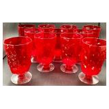 Set of 11 Morgantown Seneca Driftwood Red Footed Crinkle Goblets
