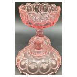 Vintage L.E. Smith Pale Pink Moon and Stars Large Compote Dish - 10"H x 6.25"W Vintage L.E. Smith Pale Pink Moon and Stars Large Compote Dish - 10"H x 6.25"W