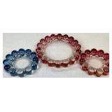 Vintage Pink/Blue BoopieBubble Glass MCM Ashtray Set of 3 Vintage Pink/Blue BoopieBubble Glass MCM Ashtray Set of 3