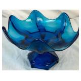 Assortment of Vintage Blue Glass Decor - Includes 2 Vases and 3 Candy Bowls Assortment of Vintage Blue Glass Decor - Includes 2 Vases and 3 Candy Bowls