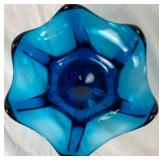 Assortment of Vintage Blue Glass Decor - Includes 2 Vases and 3 Candy Bowls Assortment of Vintage Blue Glass Decor - Includes 2 Vases and 3 Candy Bowls