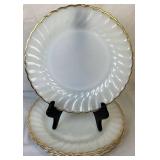 Vintage Fire King Anchor Hocking Gold Trimmed Milk Glass Dinnerware Set Vintage Fire King Anchor Hocking Gold Trimmed Milk Glass Dinnerware Set