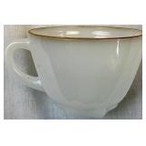 Vintage Fire King Anchor Hocking Gold Trimmed Milk Glass Dinnerware Set Vintage Fire King Anchor Hocking Gold Trimmed Milk Glass Dinnerware Set