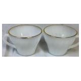 Vintage Fire King Anchor Hocking Gold Trimmed Milk Glass Dinnerware Set Vintage Fire King Anchor Hocking Gold Trimmed Milk Glass Dinnerware Set