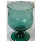 Vintage Libby Juniper GreenTulip Goblets with Gold Trim - Set of 8 Vintage Libby Juniper GreenTulip Goblets with Gold Trim - Set of 8