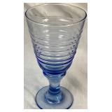 Set of 18 Vintage Libby Glass Sirrus Pattern Blue Transucent Water Goblets and Coordinating Blue Glass Pitcher Set of 18 Vintage Libby Glass Sirrus Pattern Blue Transucent Water Goblets and Coordinating Blue Glass Pitcher