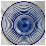 Set of 18 Vintage Libby Glass Sirrus Pattern Blue Transucent Water Goblets and Coordinating Blue Glass Pitcher Set of 18 Vintage Libby Glass Sirrus Pattern Blue Transucent Water Goblets and Coordinating Blue Glass Pitcher