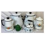 Vintage Collection of Enameled Coffee Pots Vintage Collection of Enameled Coffee Pots