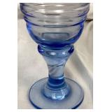Set of 18 Vintage Libby Glass Sirrus Pattern Blue Transucent Water Goblets and Coordinating Blue Glass Pitcher Set of 18 Vintage Libby Glass Sirrus Pattern Blue Transucent Water Goblets and Coordinating Blue Glass Pitcher