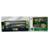 1/16 ERTL John Deere Styled B with Umbrella #15962A and 1/64 John Deere Motor Sports Limited Edition Premier Die Cast Transporter with Stock Car 1/16 ERTL John Deere Styled B with Umbrella #15962A and 1/64 John Deere Motor Sports Limited Edition Premier Die Cast Transporter with Stock Car