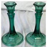 Assortment of Emerald Green Decor - Includes: 2 Candlesticks, 1 Canister, 1 Lidded Candy Dish, and 1 Vase Assortment of Emerald Green Decor - Includes: 2 Candlesticks, 1 Canister, 1 Lidded Candy Dish, and 1 Vase
