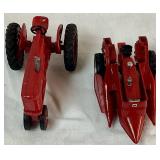 Collection of Miniature Die Cast Farmall Tractors and Implements