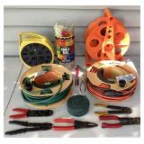 Collection of 14 Gauge Extension Cords, Wire Strippers, Various Cable Ties, Cord Reels and Voltage Tester Collection of 14 Gauge Extension Cords, Wire Strippers, Various Cable Ties, Cord Reels and Voltage Tester