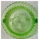 Uranium Glassware Bundle - Pair of Depression Glass Candlestick Holders and Imperial Glass Handled Bowl Uranium Glassware Bundle - Pair of Depression Glass Candlestick Holders and Imperial Glass Handled Bowl
