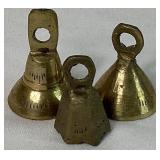 Brass Collection of 14 Small Brass Bells and 7.5" Vase Brass Collection of 14 Small Brass Bells and 7.5" Vase