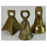 Brass Collection of 14 Small Brass Bells and 7.5" Vase Brass Collection of 14 Small Brass Bells and 7.5" Vase