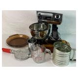 Vintage Baking Bundle - Hamilton Beach Mixer, Flour Sifters, Fire King Glassware Vintage Baking Bundle - Hamilton Beach Mixer, Flour Sifters, Fire King Glassware