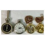 Three Pocket Watches from Westclox, Timer Creek & Greatland plus Vintage K & R Pedometer Three Pocket Watches from Westclox, Timer Creek & Greatland plus Vintage K & R Pedometer