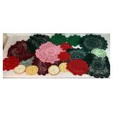 Collection of Handcrafted Doilies - Many Colors and Sizes - 19 pieces Collection of Handcrafted Doilies - Many Colors and Sizes - 19 pieces