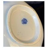 Antique Gefle Vinranka Flow Blue Grape Vine & Leaf Pattern Pitcher, Teapot, 2 Bowls, and 3- 7.5" Plates - Made in Sweden