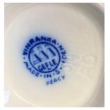 Antique Gefle Vinranka Flow Blue Grape Vine & Leaf Pattern Pitcher, Teapot, 2 Bowls, and 3- 7.5" Plates - Made in Sweden