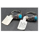 Sterling Silver and Turquoise Rings - 5 Rings sizes 5, 6, 7 (3) Sterling Silver and Turquoise Rings - 5 Rings sizes 5, 6, 7 (3)