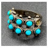 Sterling Silver and Turquoise Rings - 5 Rings sizes 5, 6, 7 (3) Sterling Silver and Turquoise Rings - 5 Rings sizes 5, 6, 7 (3)