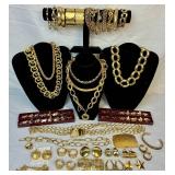 Chunky Gold Tone Necklaces, Earrings and Bracelets Chunky Gold Tone Necklaces, Earrings and Bracelets