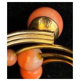 Vintage 14K Gold Coral Beaded Cocktail Ring - size 7.5