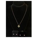 14K Gold Earrings and Necklace