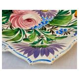 Vintage Hand Painted Nove Rose Floral Majolica Italian 12" Platter and 4- 7" Salad Plates Vintage Hand Painted Nove Rose Floral Majolica Italian 12" Platter and 4- 7" Salad Plates