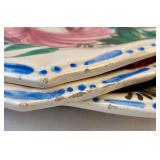 Vintage Hand Painted Nove Rose Floral Majolica Italian 12" Platter and 4- 7" Salad Plates Vintage Hand Painted Nove Rose Floral Majolica Italian 12" Platter and 4- 7" Salad Plates