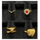 Collection of 27 Gold Tone Rings Size 7-8 Collection of 27 Gold Tone Rings Size 7-8